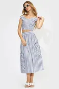 Adelyn Rae Everly Striped 3D Floral Detail Midi Skirt