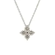 14K White Gold Diamond Cluster Necklace