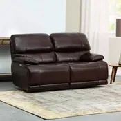 Aleena Leather Power Reclining Loveseat with Power Headrest — Furniture Mattress Depot