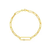 Diamond Accent Gold Paper Clip Chain Bracelet