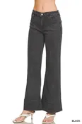 Black Front Seam Wide Leg Denim