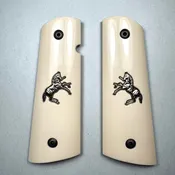1911 Simulated Ivory (MAGWELL) with Silver Horse Inlay Pistol Grips