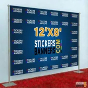 12'x8' Vinyl Step and Repeat Banner with Stand and Red Carpet