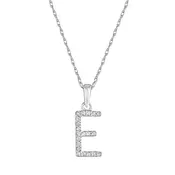 14K White Gold Diamond "E" Initial Necklace