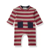 1 More In The Family - Pocket Romper - Red Stripe