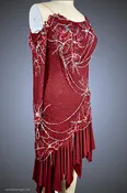 Bordeaux Dress with Rhinestone Chain Accents