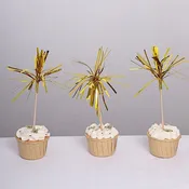 100 Natural 9 in Bamboo Skewers Cocktail Picks with Foil Frills Top