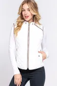 42 POPS Suede Piping Rib Quilted Vest