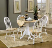Allison 5-piece Round Drop Leaf Dining Table Set - White