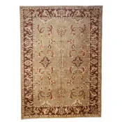 10'0" x 14'0" BEIGE AND PLUM PESHAWAR RUSTIC PAKISTANI RUG