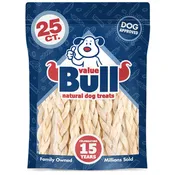 ValueBull Beef Cheek Braid Dog Chews, 5-6 Inch, 25 Count