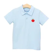 Apple Embroidered Blue Boys Shirt