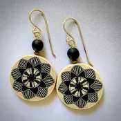 Black/Ivory Flat Circle Earrings — Sarah Shriver
