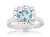 DIAMOND AND AQUAMARINE WHITE GOLD RING