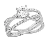 14K W .38 CTTW 1.5, 2-6 DIAMOND 3-ROW RING MOUNTING