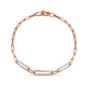 3 Diamond Oval Link Bracelet