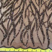 Flowing flame Beaded Sequin Lace (Brown)