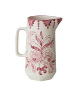 60 oz. Hand-Painted Stoneware Pitcher w/ Botanical Design