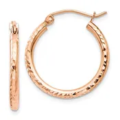 14kt rose gold diamond-cut 20mm hoop earrings