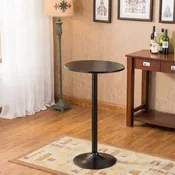 Black Round Top with Black Leg And Base Metal Bar Table