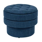 22" Round Foldable Storage Ottoman With Reversible Serving Tray Top