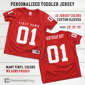 Custom Toddler Football Jersey: Personalized Team Name, Numbers, & Sleeves Numbered Sports Uniform, Baby Jerseys