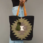 Black, Olive, Gray & Cream Western Tote