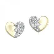10K Two Tone Round, 0.13ct., Button Earrings
