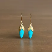 10k Gold & Turquoise Bud Drop Earrings