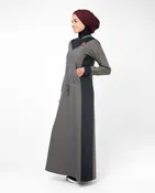 Active Athletic Grey and Black Casual Abaya Jilbab