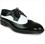0376 – Black & White Patent Tuxedo Shoe