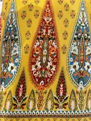 95%Rayon/Spandex Gold Double Border Paisley Print