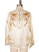 1940s Silk Dragon Embroidered Blouse