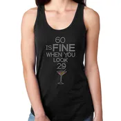 Womens T-Shirt Bling Black Fitted Tee 60 is Fine when you Look 29