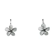 11mm Plumeria Leverback Earrings with Blue Diamonds