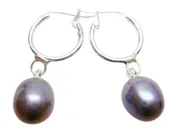 10-11mm Black Rice Fresh Water Pearl Earring