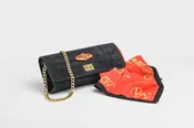 Duchesse De Polignac Black Suede Alligator Clutch