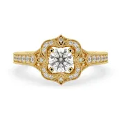 1.00 Carat Round Vintage Halo Lab Grown Diamond Pave Engagement Ring