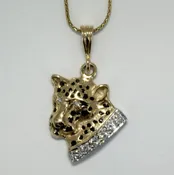 14kt Gold Jaguar Necklace with Diamond Collar