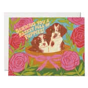 Basket of Puppies Card
