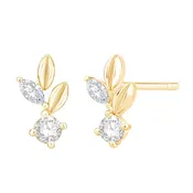 2-Stone Diamond Leaf Stud Earrings