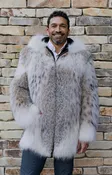 Canadian Lynx Parka with hood, inside hood sheared beaver length 35