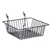 Basket 12″w x 12″d x 4″d fits slatwall and grid and pegboard  – black