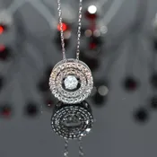 10K White Gold Dancing Diamond Pendant With Chain