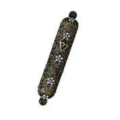Blue Flower & Amber Mezuzah