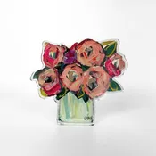 Blush and Blue Acrylic Floral