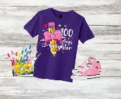 100 Days Brighter Pencil DTF Transfer – School Celebration Ready to Press