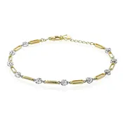 Alternating Gold and Diamond Link Bracelet in 18k Gold