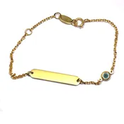 Bracelet- Gold ID chain bracelet with evil eye-14K solid