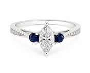 10K White Gold Diamond and Sapphire Ring